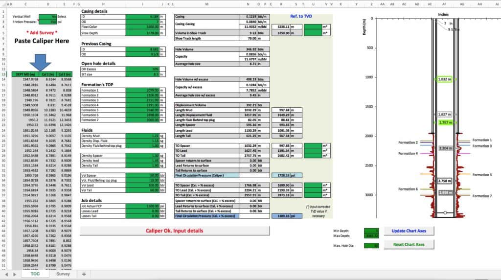 Cement plug calculation Excel